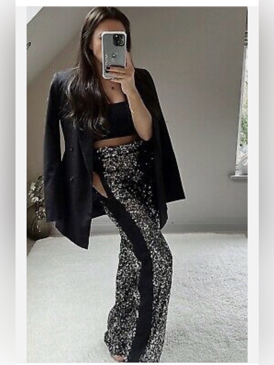 Zara Pants - NWT ZARA STUDIO SILVER SEQUIN PANTS LIMITED EDITION